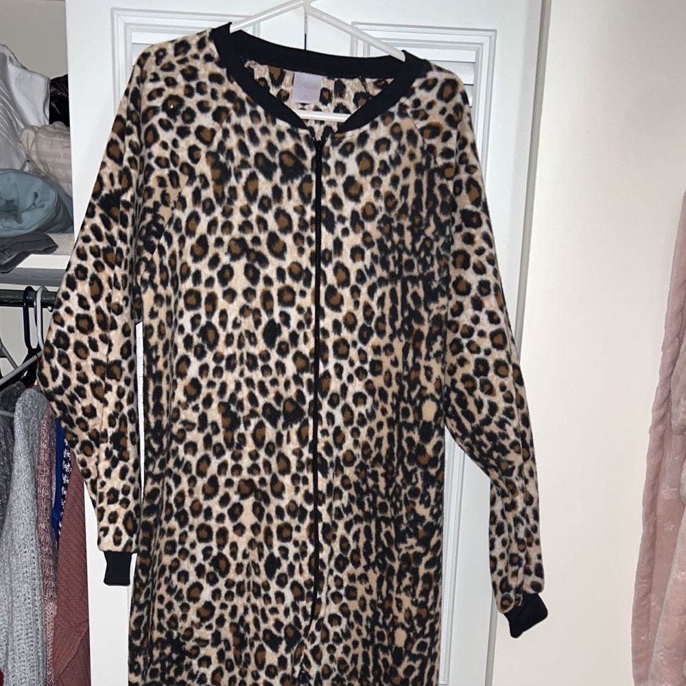Leopard print onesie with feet